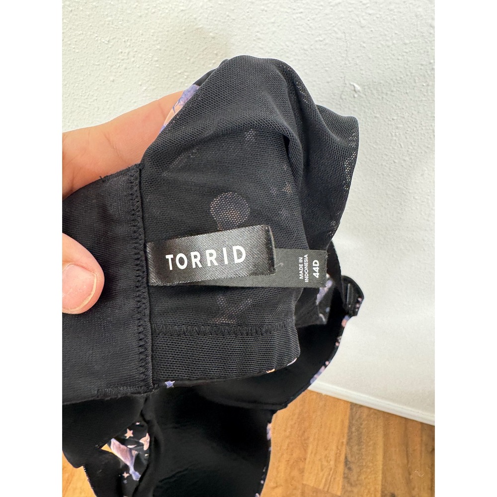 Torrid 360 Back Smoothing Mermaid Print Underwire T-Shirt Bra Black 44D - Picture 3 of 4